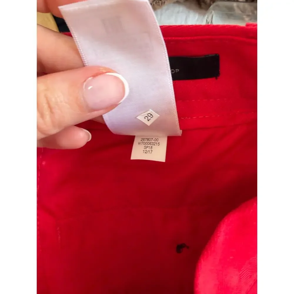 Banana Republic Red Linen Logan Crop Pants Size 10